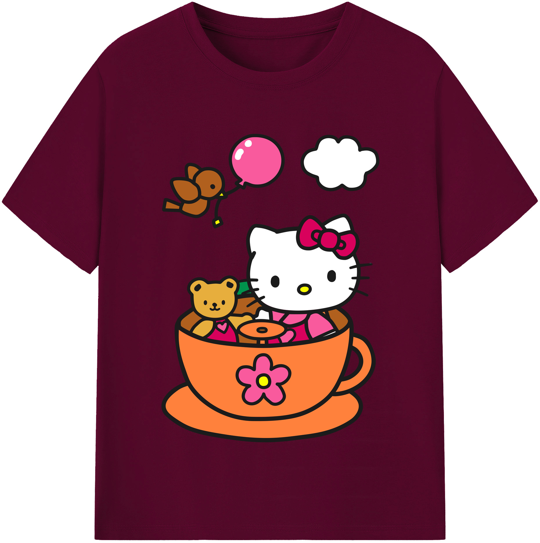 （画像用） Hello Kitty ハローキティ レディースカジュアルプリントTシャツ（綿100％）